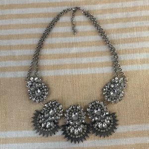 Silver Rhinestone Statement Necklace